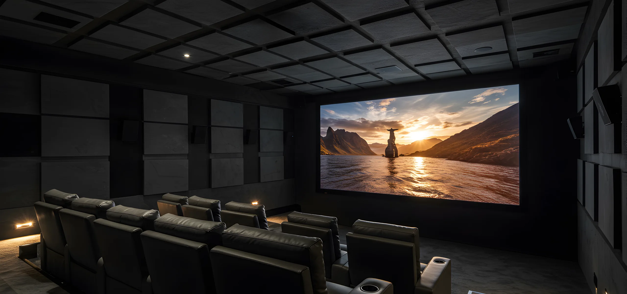 Salle de cinéma dédiée 7.2.4 Dolby Atmos Mag Audio pilotée par Trinnov